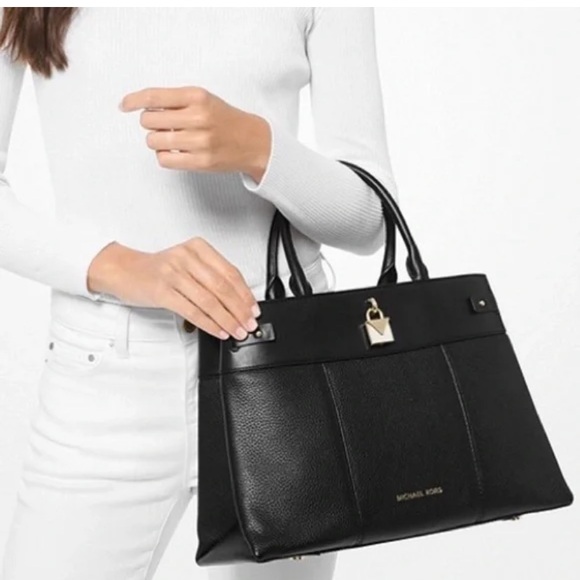 New MICHAEL KORS GRAMERCY Medium PEBBLED LEATHER SATCHEL ⭐️⭐️⭐️⭐️ - Picture 3 of 17